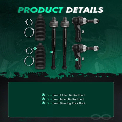 Tie Rods Set of 2 Front Inner Outer for Lincoln MKT 2013-2017