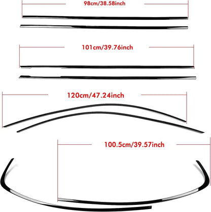 Set of 4 Window Sill Molding Trim Strips Gloss Black for BMW 3 Series E90 (2006–2012)
