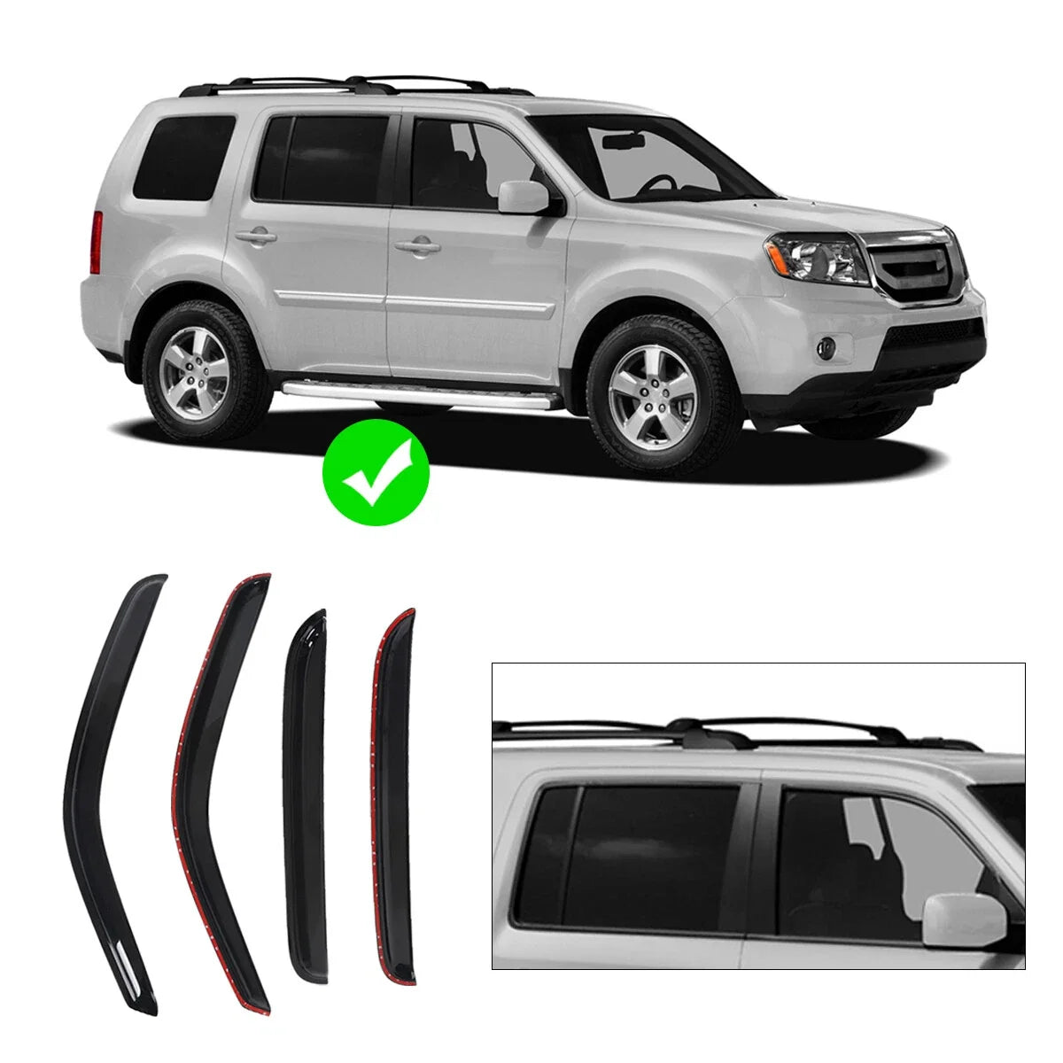 Set of 4 Window Vent Visors for Honda Pilot (2009–2015)