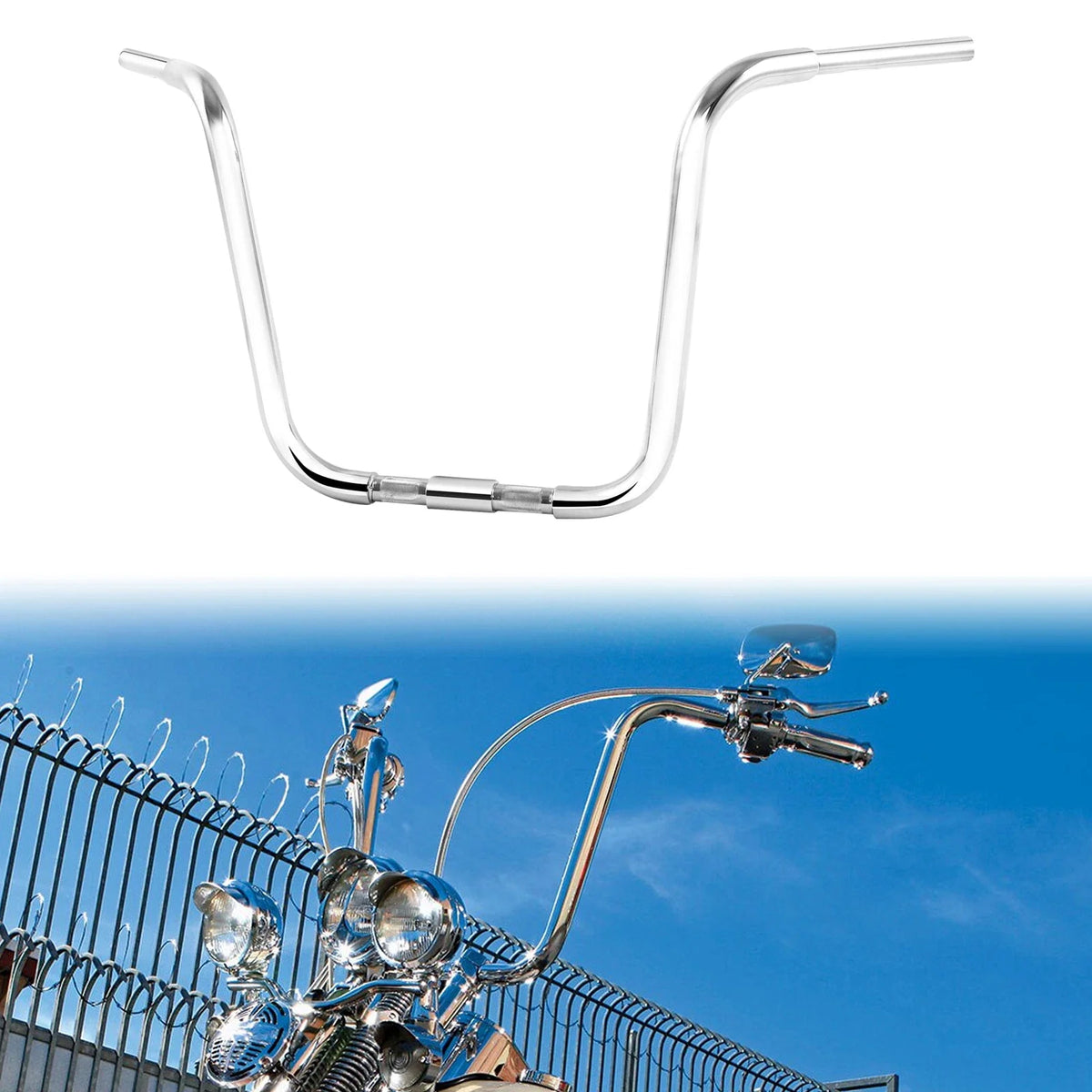 18" Rise Chrome Ape Hanger Handlebars 1.25" Fat