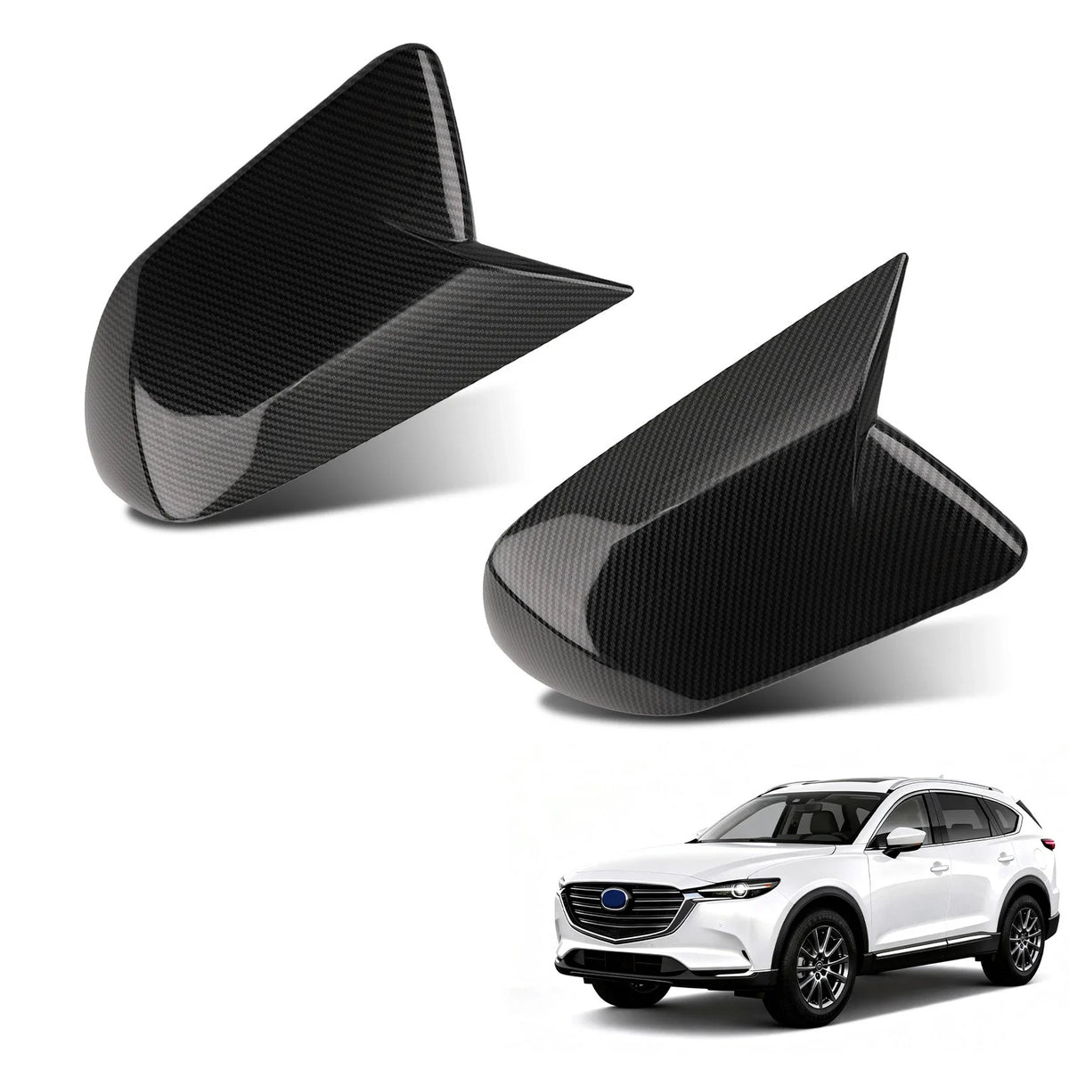 Mirror Cover Accent for Ford Mustang (2015–2022) Carbon Fiber Black ABS