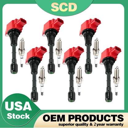 6Pcs Spark Plug & Ignition Coil UF550 for Infiniti FX35 EX35 2007-2015
