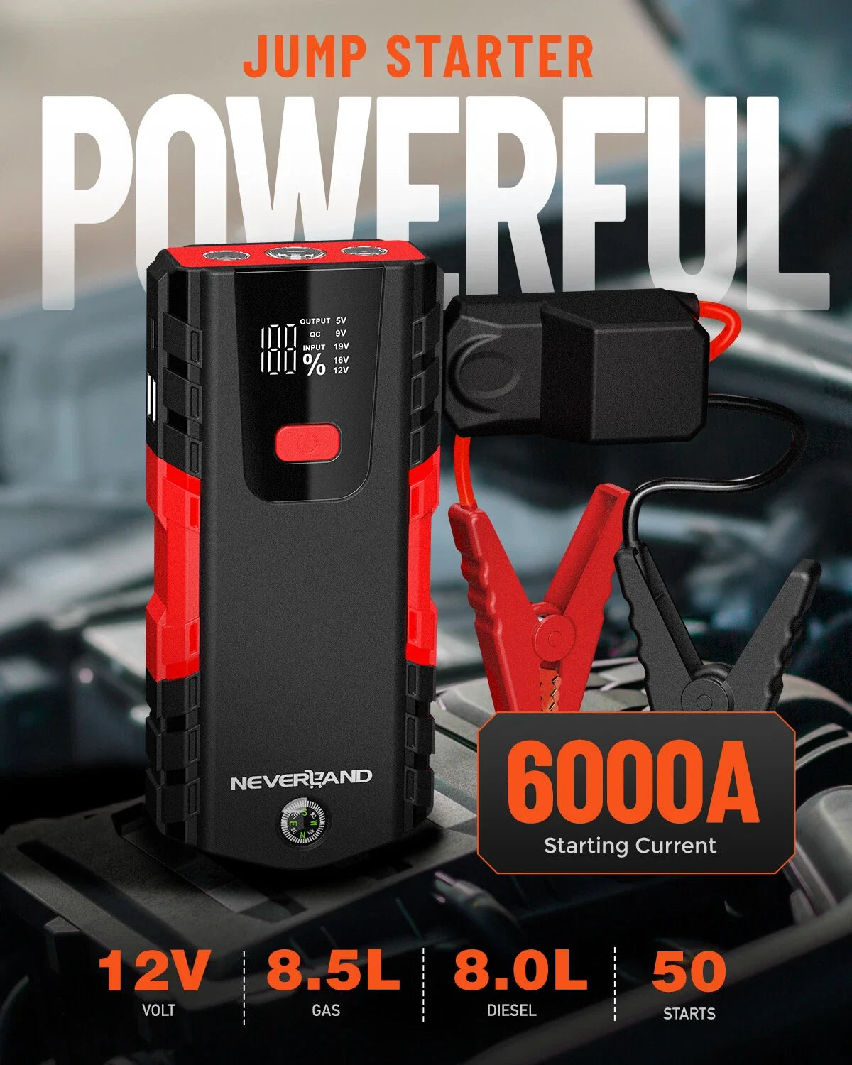 Car Battery Jump Starter for Universal Use (100000mAh, 4 Modes)