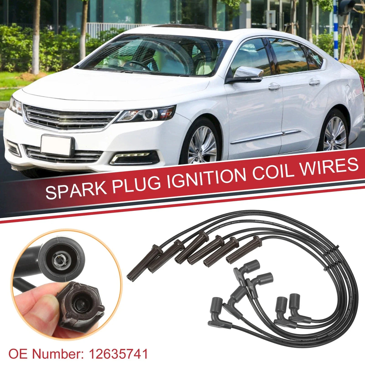 6X Spark Plug Wire Ignition Coil Cable No.12635741 for Buick Lucerne (2006–2011)