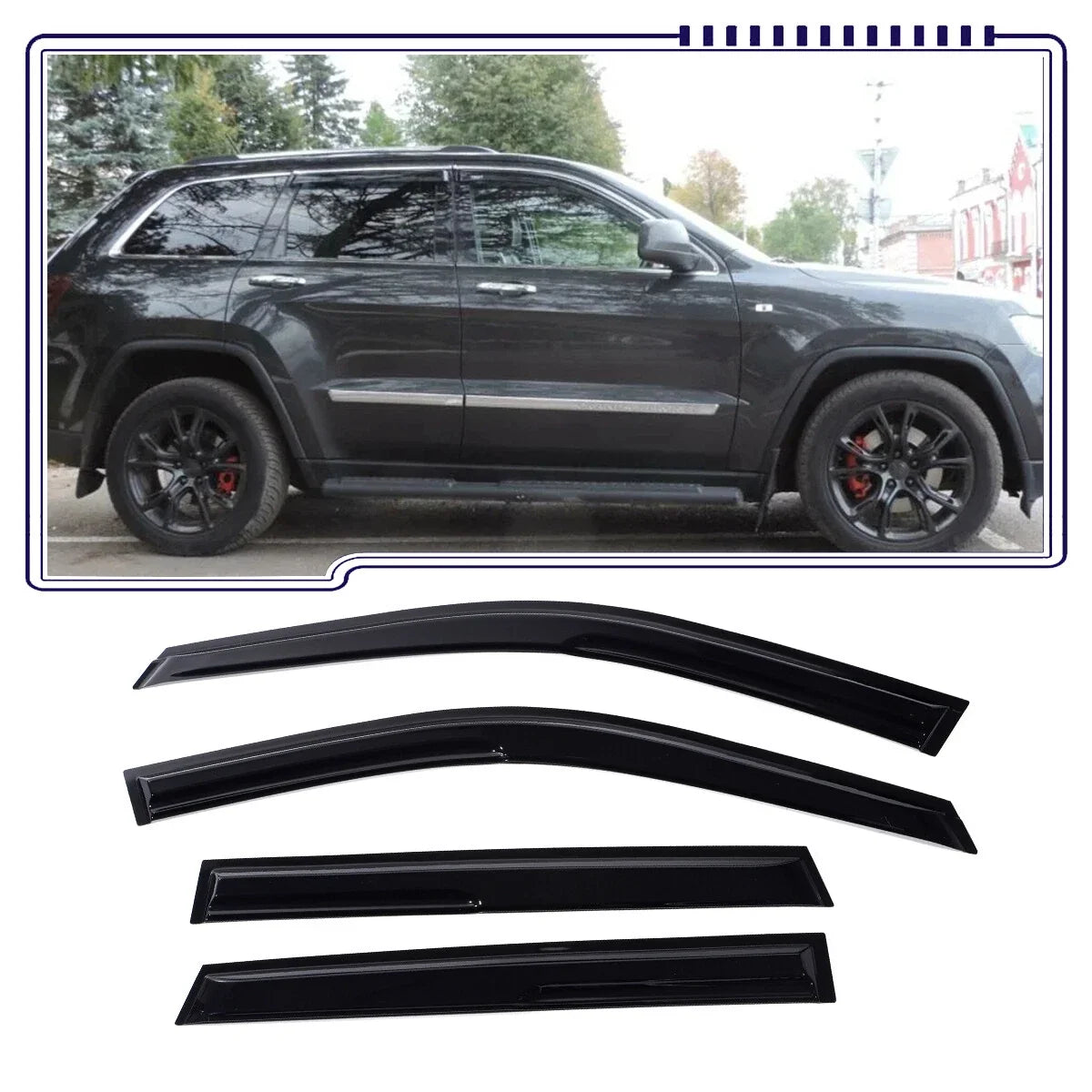 4-Piece Window Visor Set for Jeep Grand Cherokee 2011 to 2021