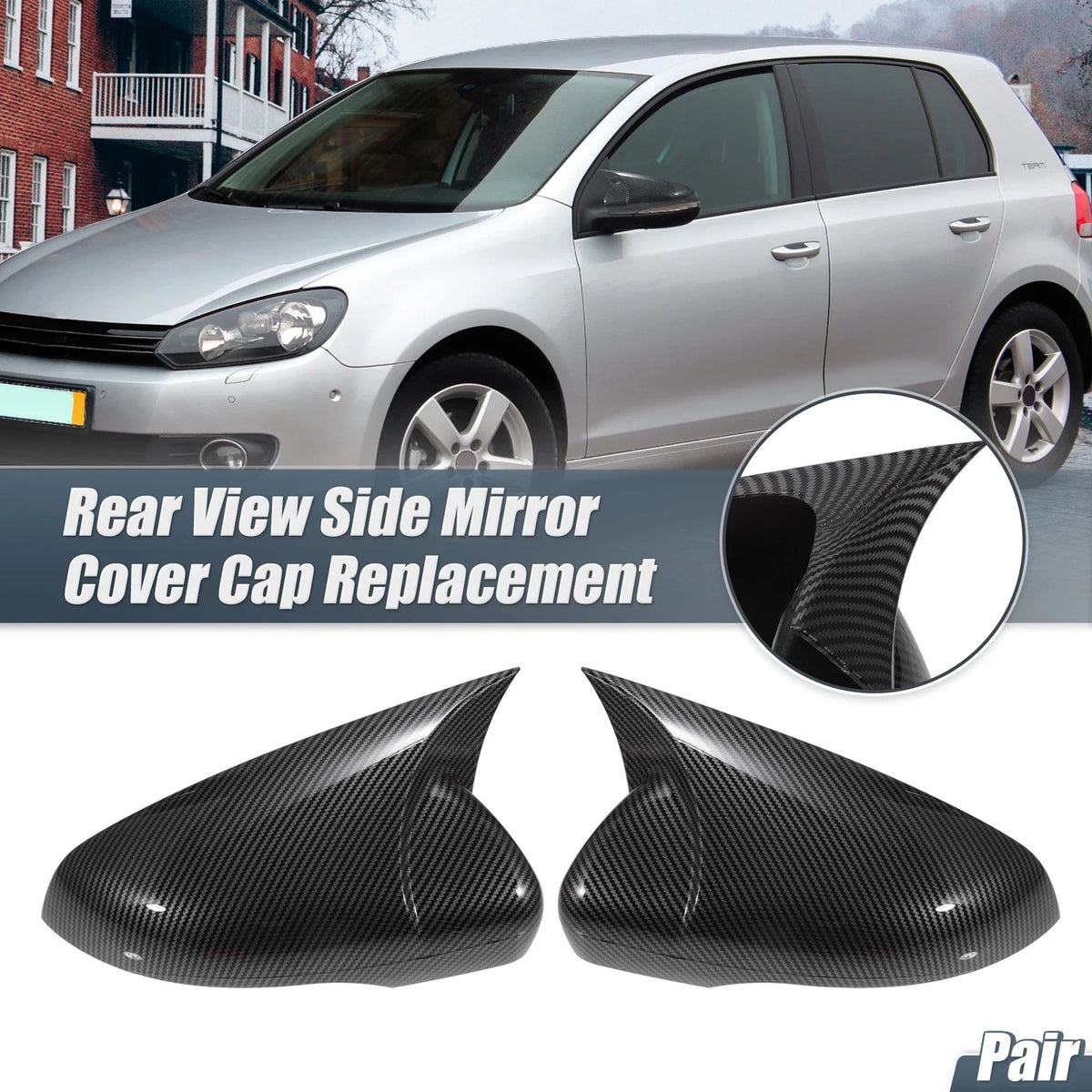 Pair Rearview Mirror Cover Overlay for Volkswagen Golf 6 (2009–2013)