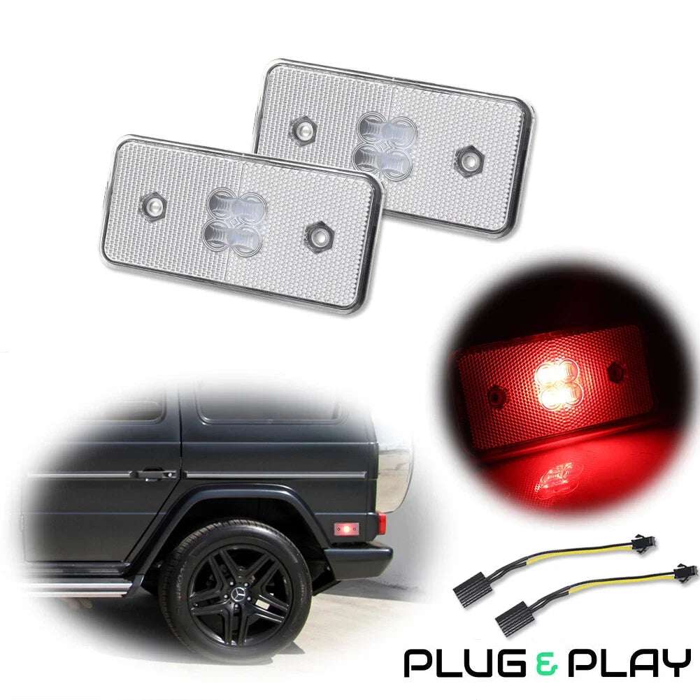 Clear Red Rear Side Marker Lights for Benz G-Class (2002–2014)