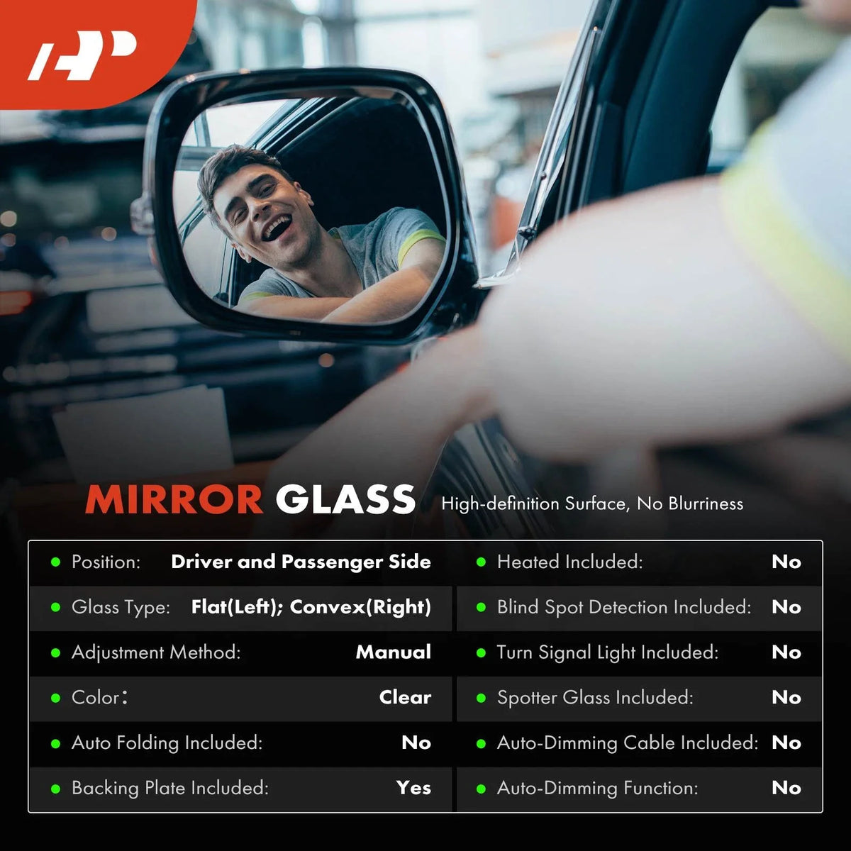 Manual Mirror Glass Pair for 2015-2019 Nissan Versa