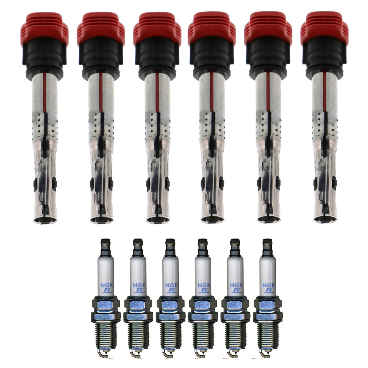 Set of 6 Ignition Coils & NGK Laser Platinum Spark Plugs for Audi A6 Quattro Q7 (2005–2015)