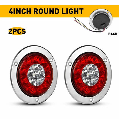 Truck Tail Light Pair (2X) - 4 Inch 16LED Red/White