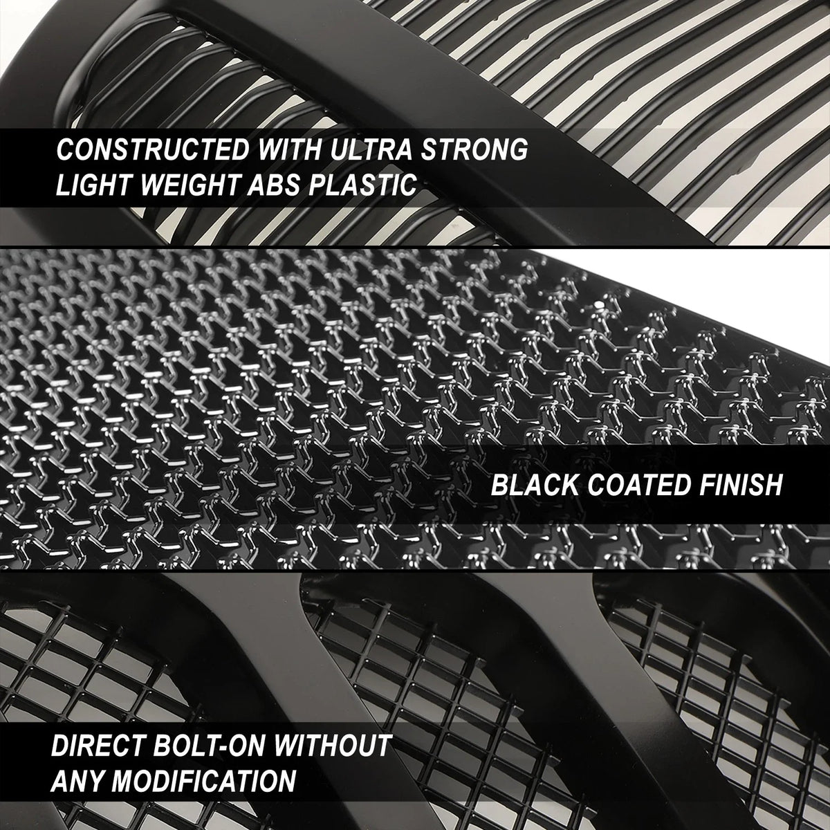Matte Black Diamond Mesh Front Hood Bumper Grille for Chevy Silverado 1500 (2014–2015)