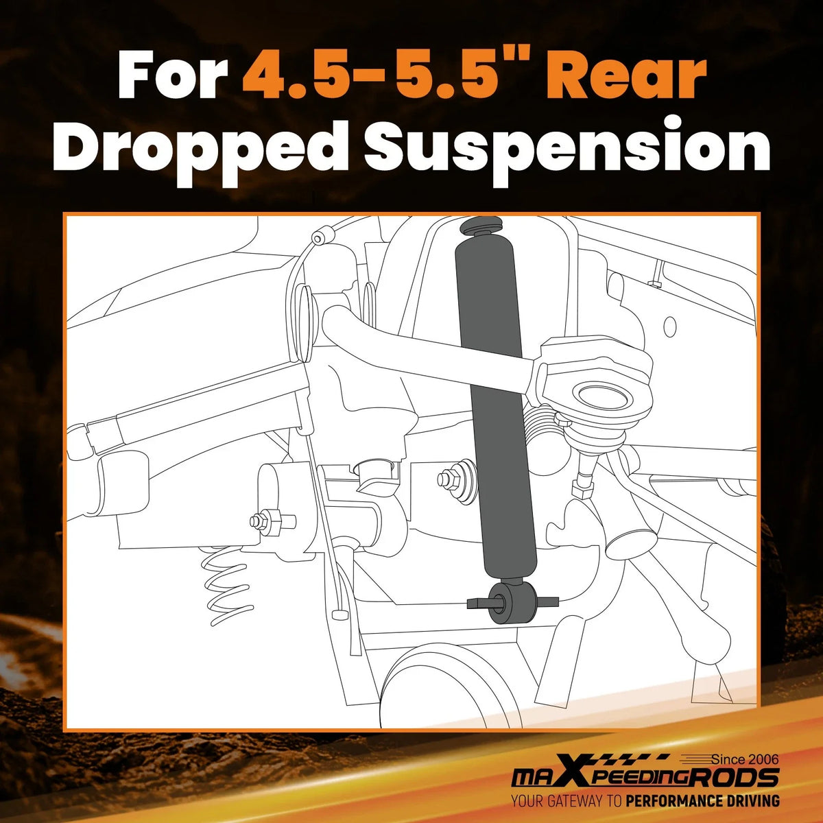 Pair of Lowering Shocks for 1989-1997 Ford Ranger 2WD Rear 4-5.5