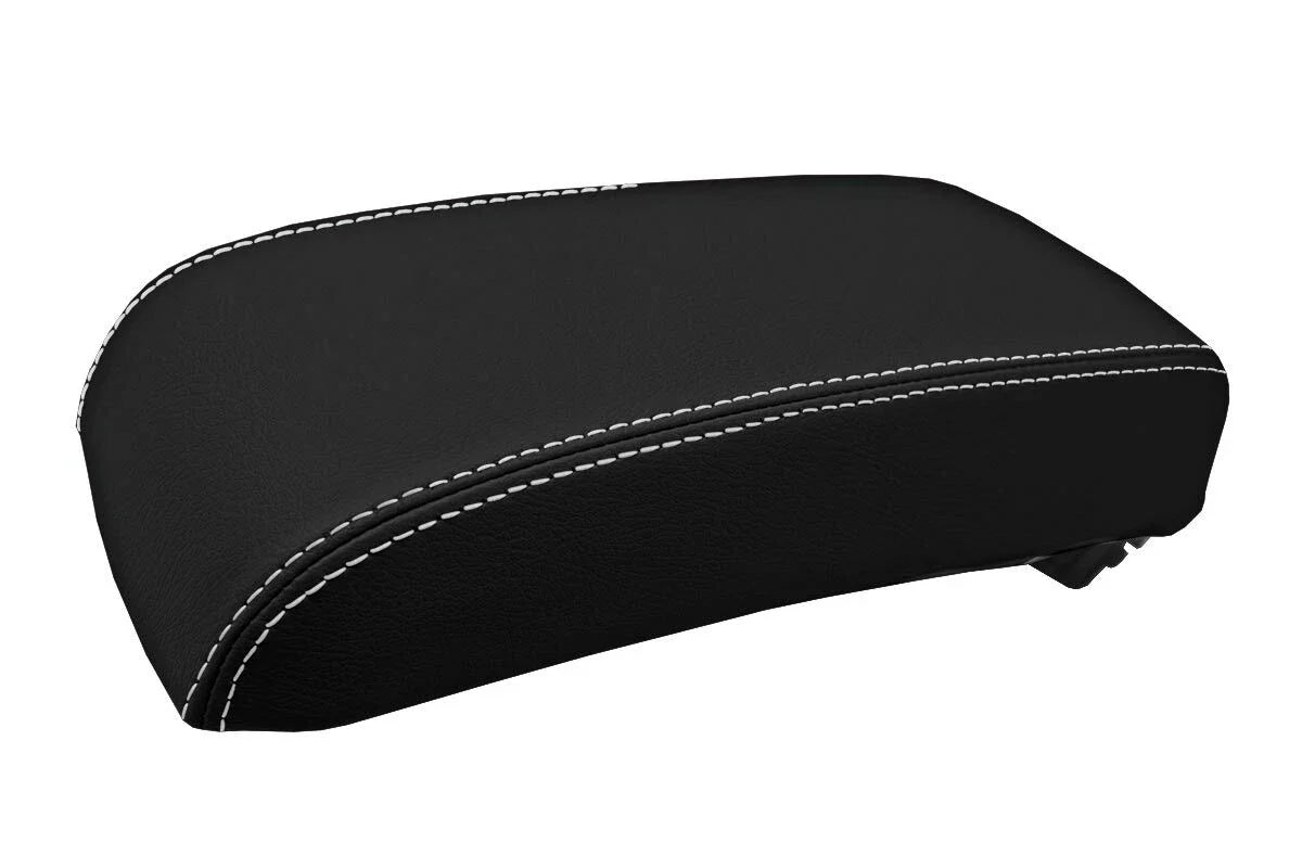 Leather Console Lid Armrest Cover for Dodge Journey (2009–2010) White Stitch