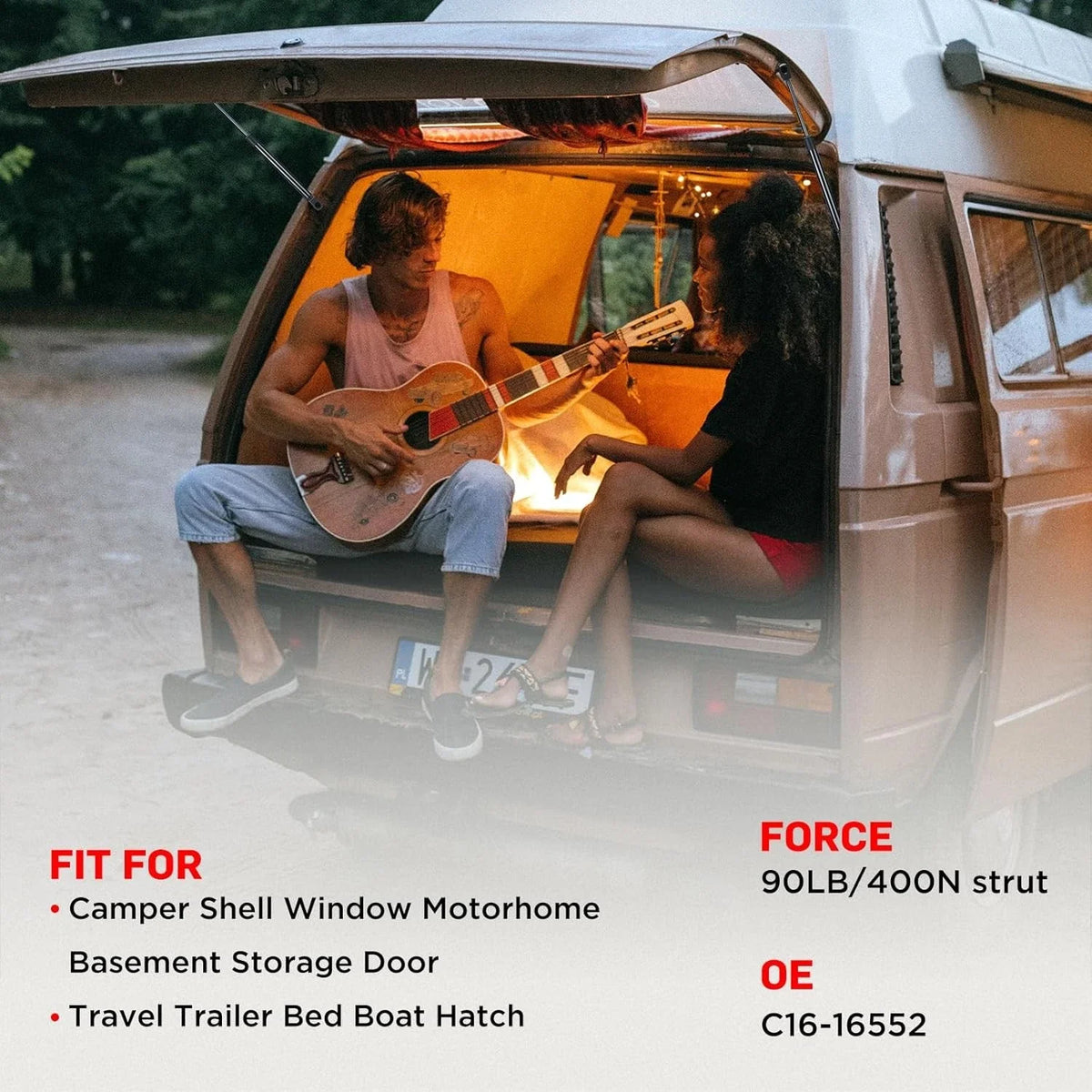 17 Inch Gas Struts for Camper Shell Windows - 90Lbs (2 Pack)