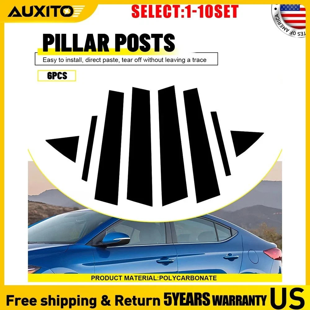 Window Door Pillar Post in Glossy Black for 2017-2020 Hyundai Elantra