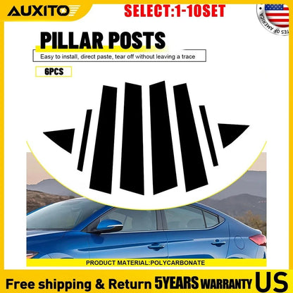 Window Door Pillar Post in Glossy Black for 2017-2020 Hyundai Elantra