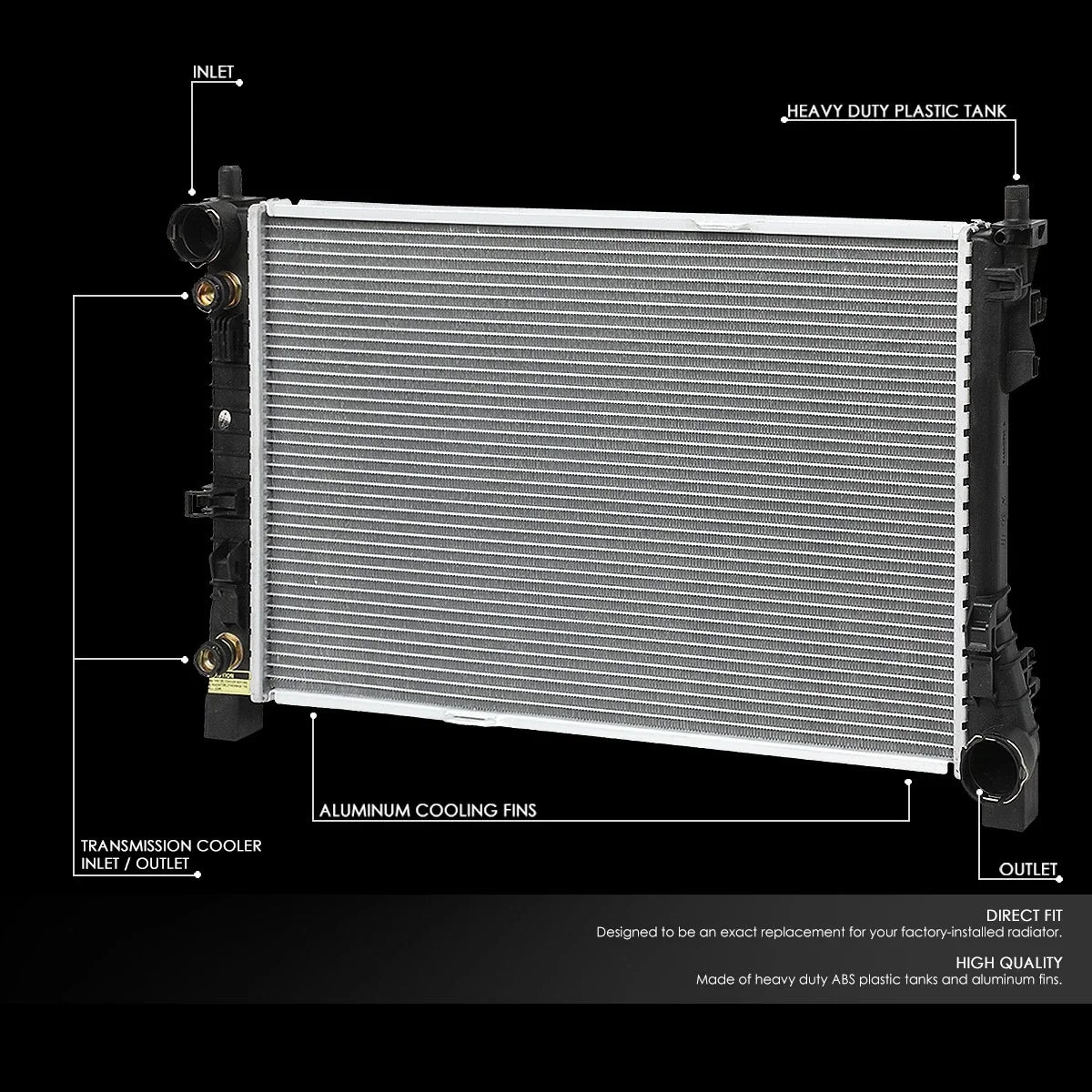 Full Aluminum Core Replacement Radiator for Mercedes C-Class SLK (2001–2008) DPI-2337