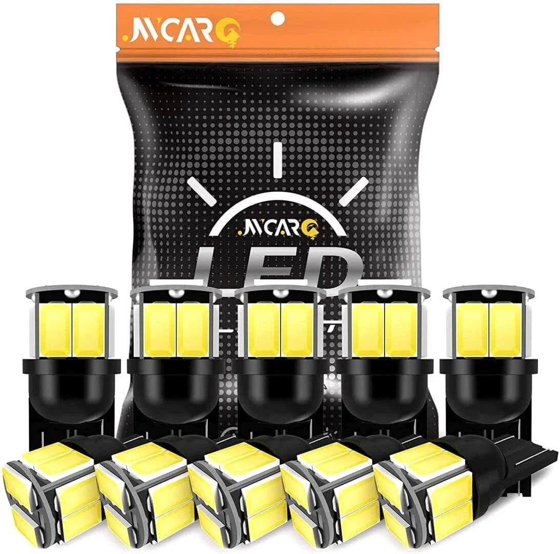 10pc LED Light Bulbs for T10 168 2825 (6000K)