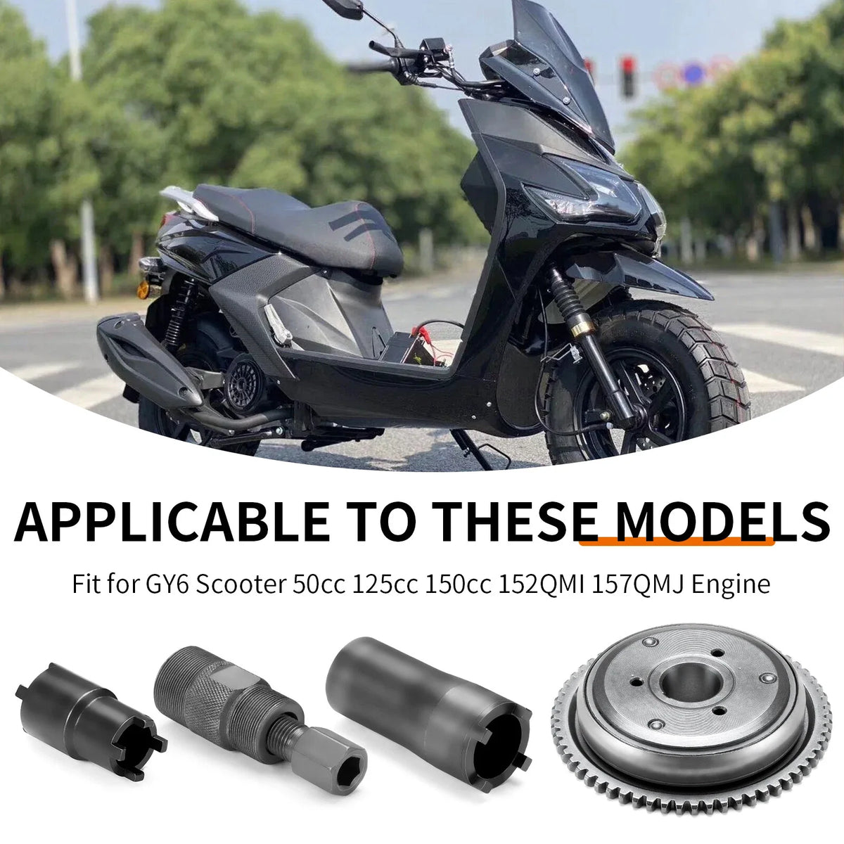 Flywheel Puller Tool with Starter Clutch for GY6 125cc 150cc Scooters