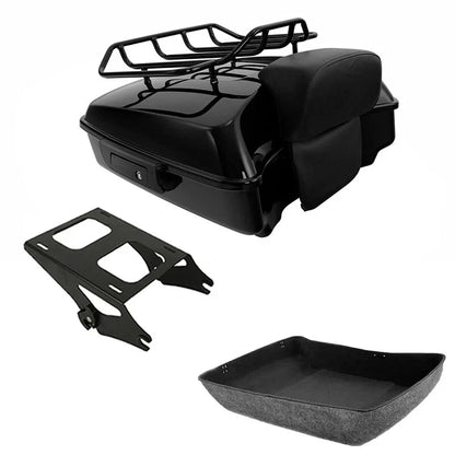 Chopped Black Trunk Backrest Pad for Harley Road Glide (2014-2026)