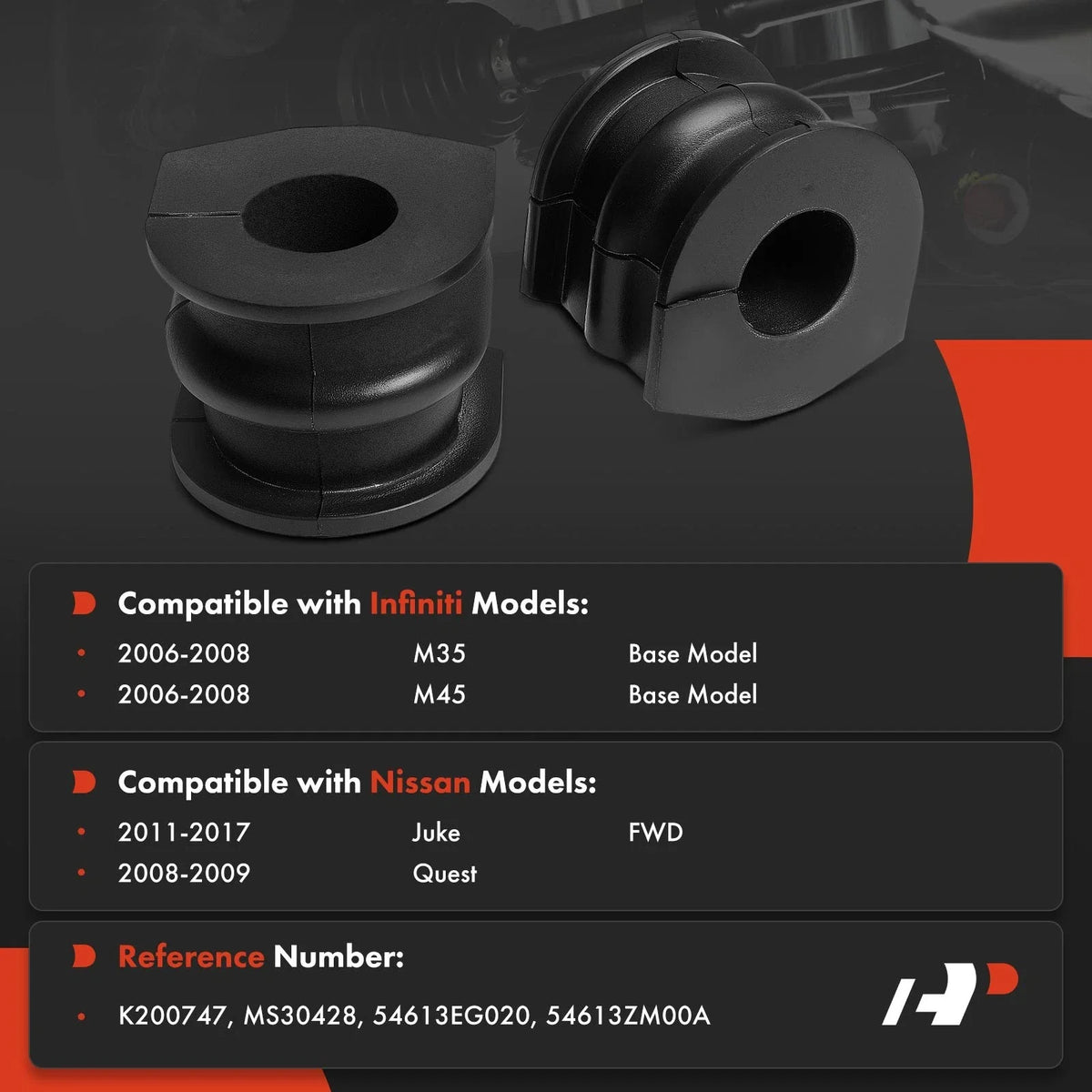Rear Sway Bar Bushing Kit - 2 Pieces for Nissan Juke 2011-2017