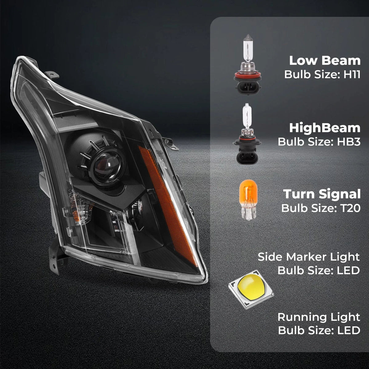 LED Projector Headlights Set for Cadillac SRX 2010-2016 - Left & Right