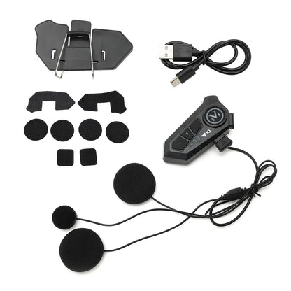 Helmet Speaker Bluetooth Headset for Motorcycle - Universal Fit (Black)