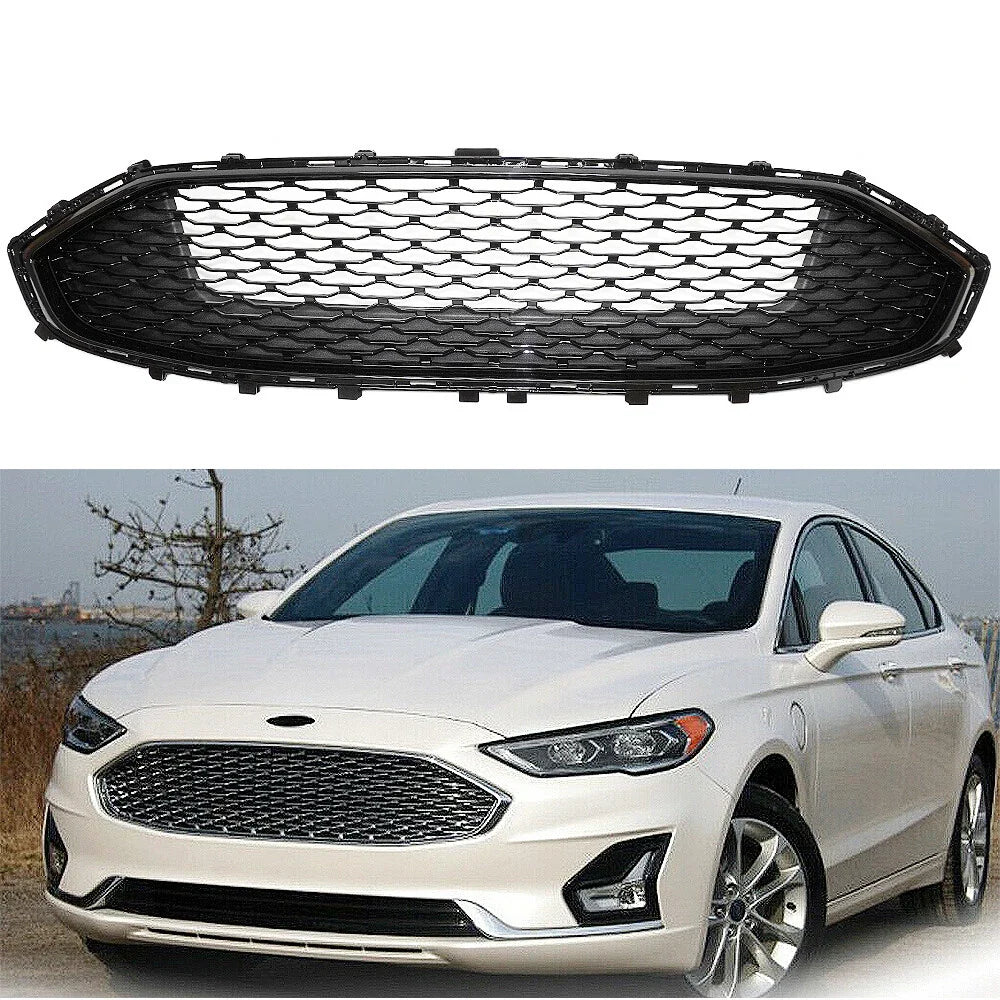 Front Bumper Grille for Ford Fusion (2019–2020) Glossy Black Mesh