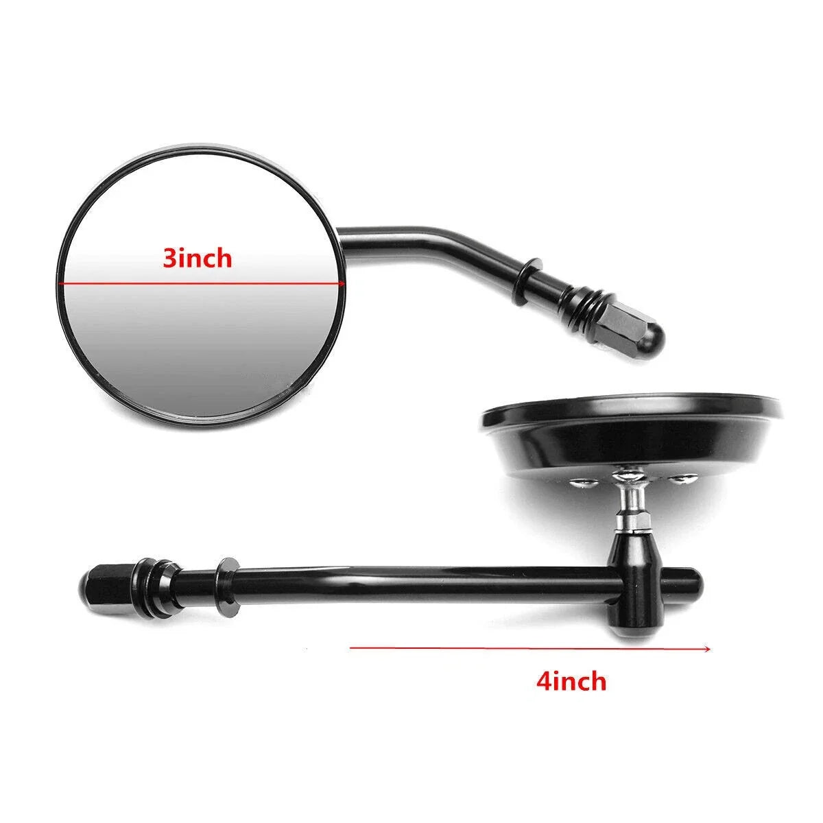 Round Black Side Rear View Mirrors for Harley Davidson (8mm)
