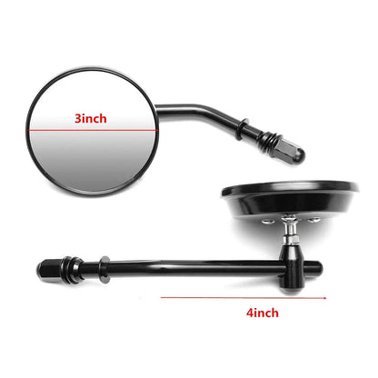 Round Black Side Rear View Mirrors for Harley Davidson (8mm)