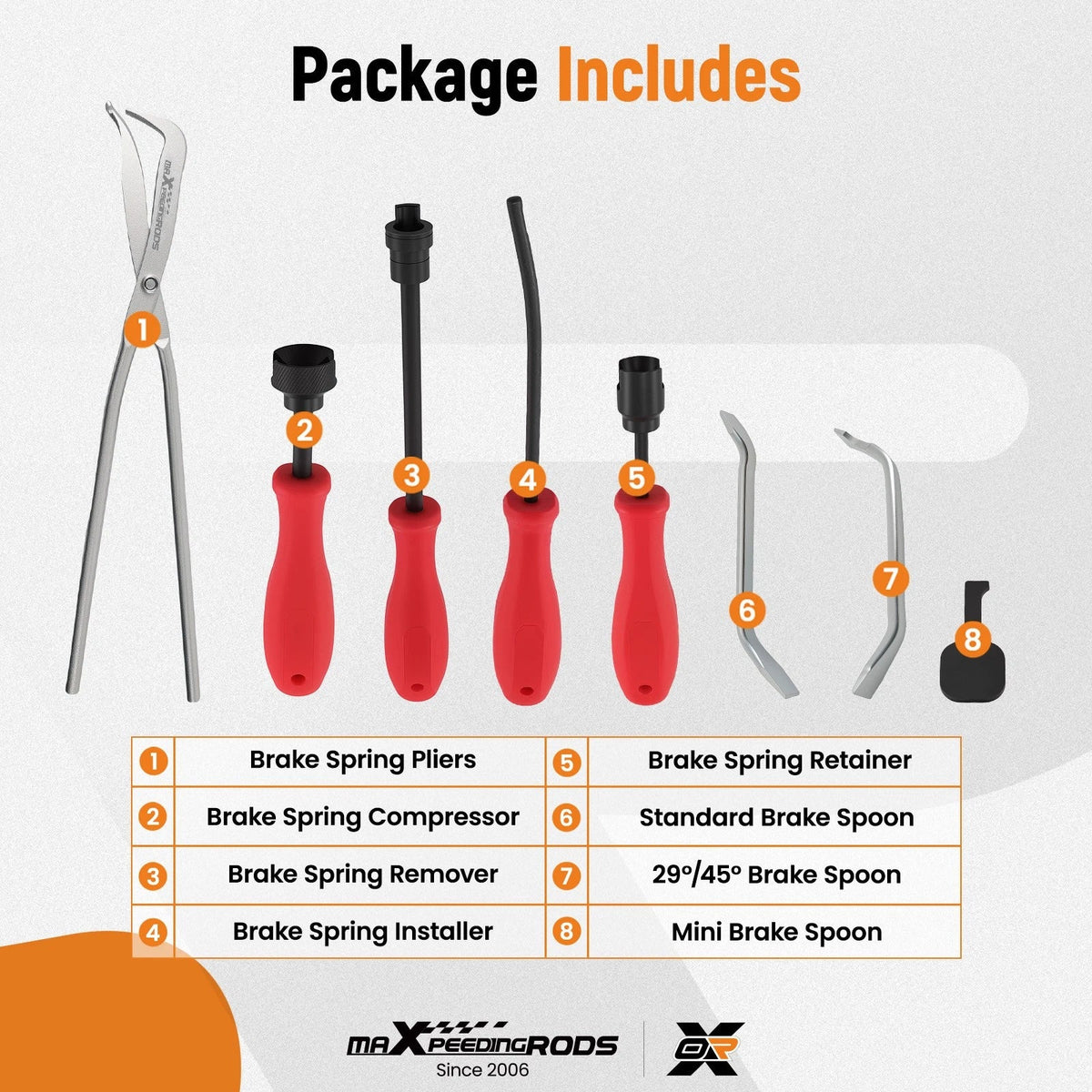 Drum Brake Service Tool Kit - 8PC for Universal Fitment