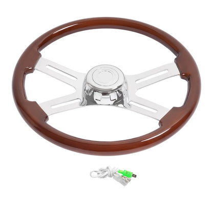 18in Steering Wheel in Chrome Wood for Volvo Freightliner Kenworth Peterbilt