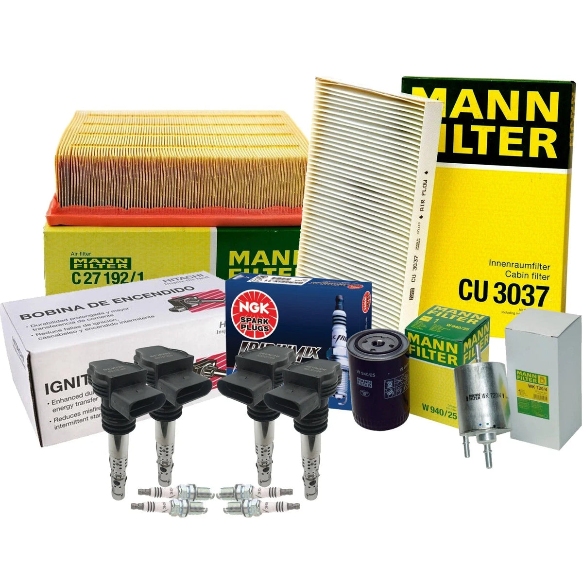 Set of 4 Mann Filters & 4 NGK Iridium IX Spark Plugs for Audi A4 (2000–2006)