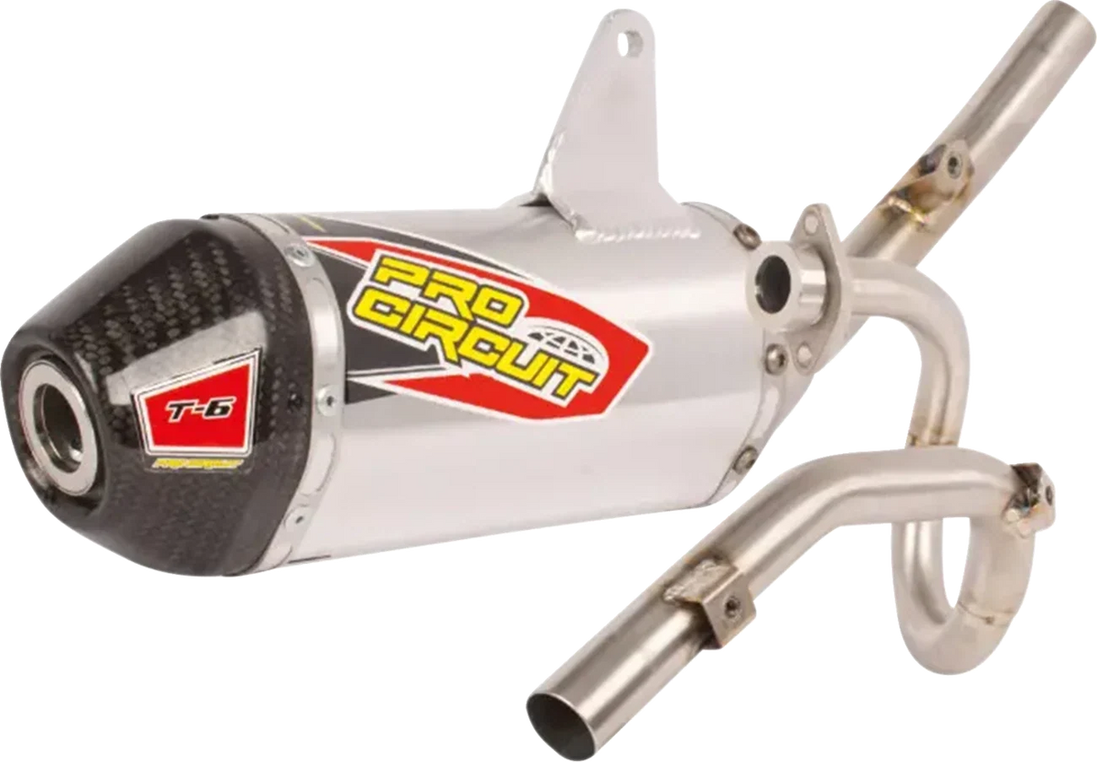 Pro Circuit T-6 Exhaust System for KLX 140 (2010–2023) - Stainless Steel/Carbon Fiber