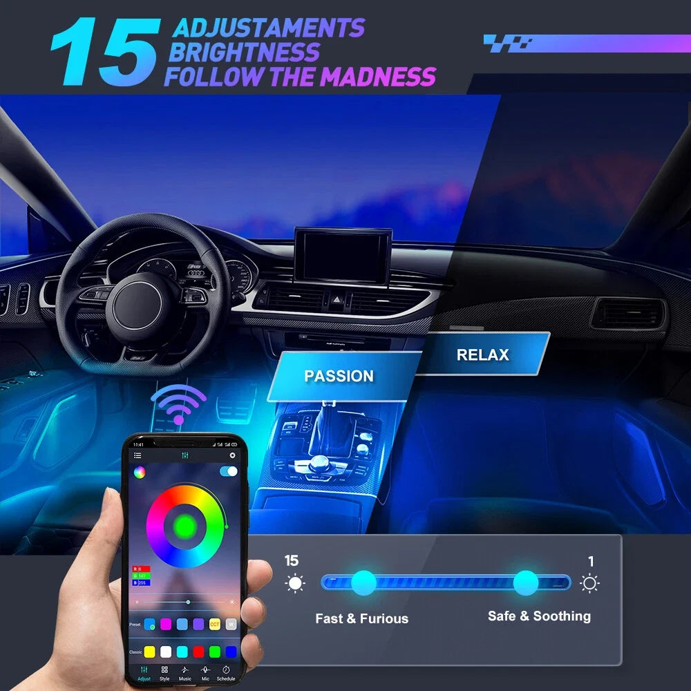 APP Controlled 2X LED RGB Interior Floor Lights for All Vehicles