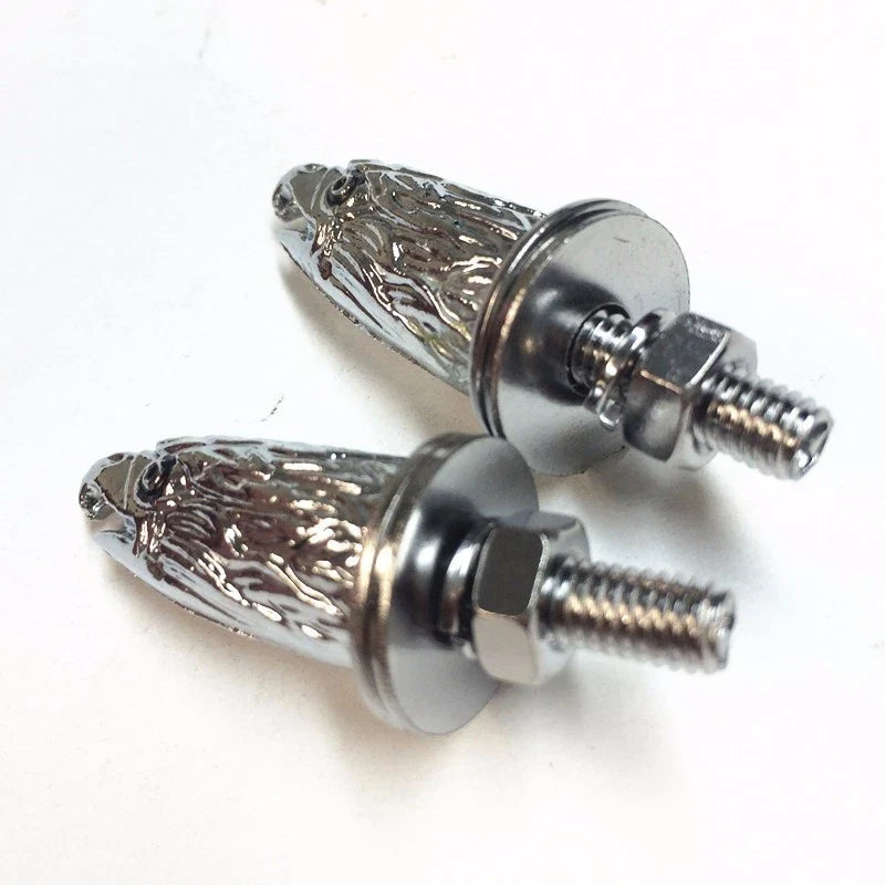 Set of 2 Chrome Eagle Head Bolts for License Plate Frame - Universal