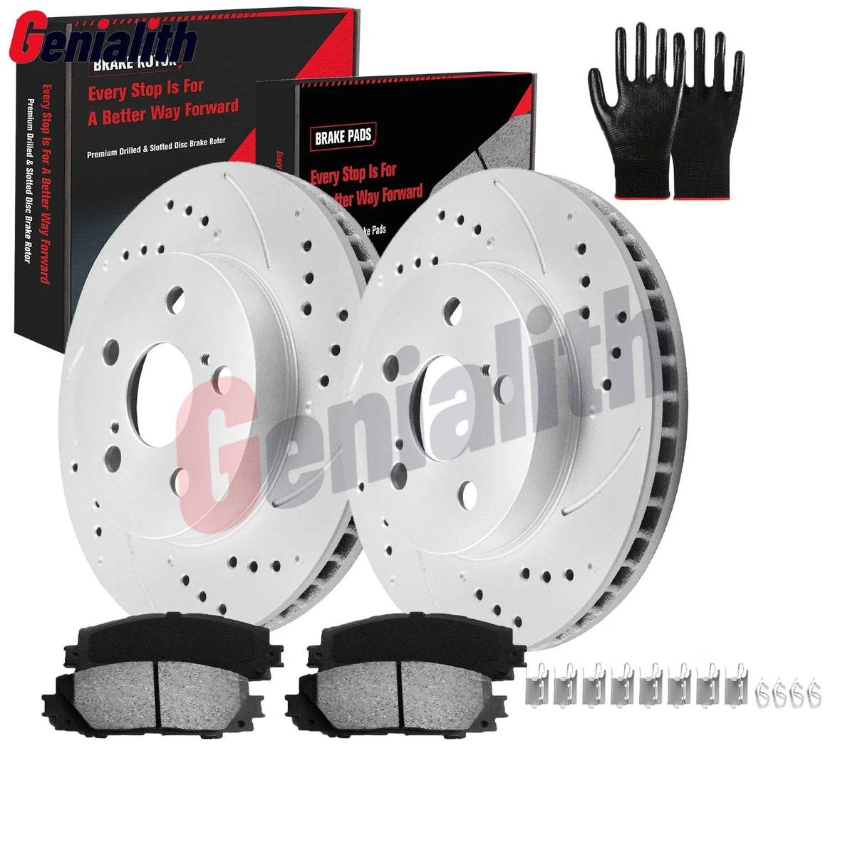 Ceramic Brake Pads and Front Brake Rotors Set for 2016-2022 Prius