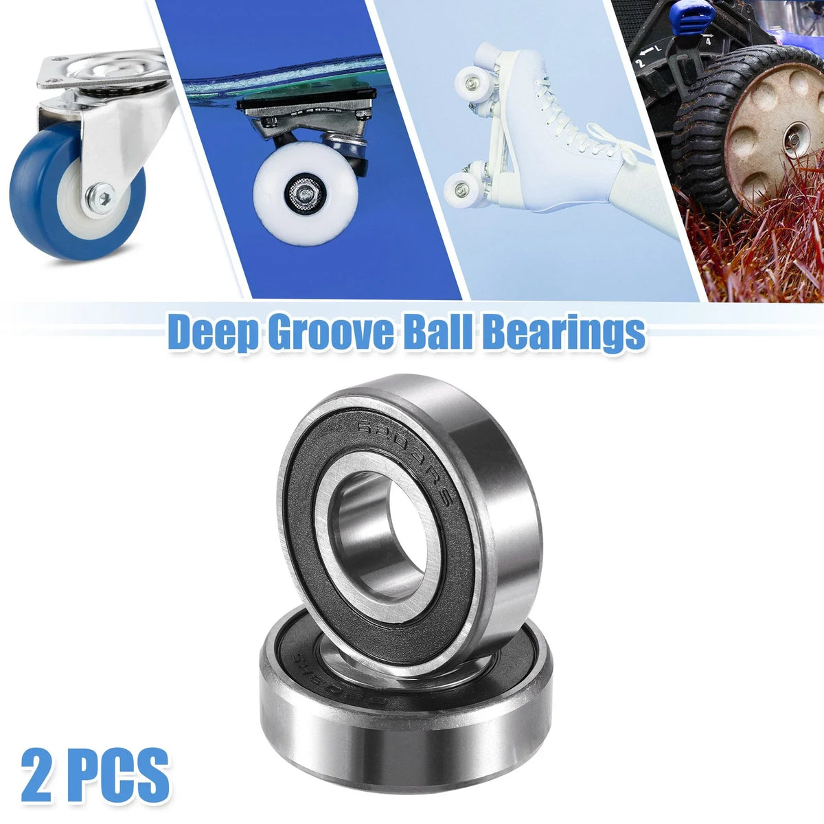 2pcs 6203-2RS Deep Groove Ball Bearings for Auto (17x40x12mm)