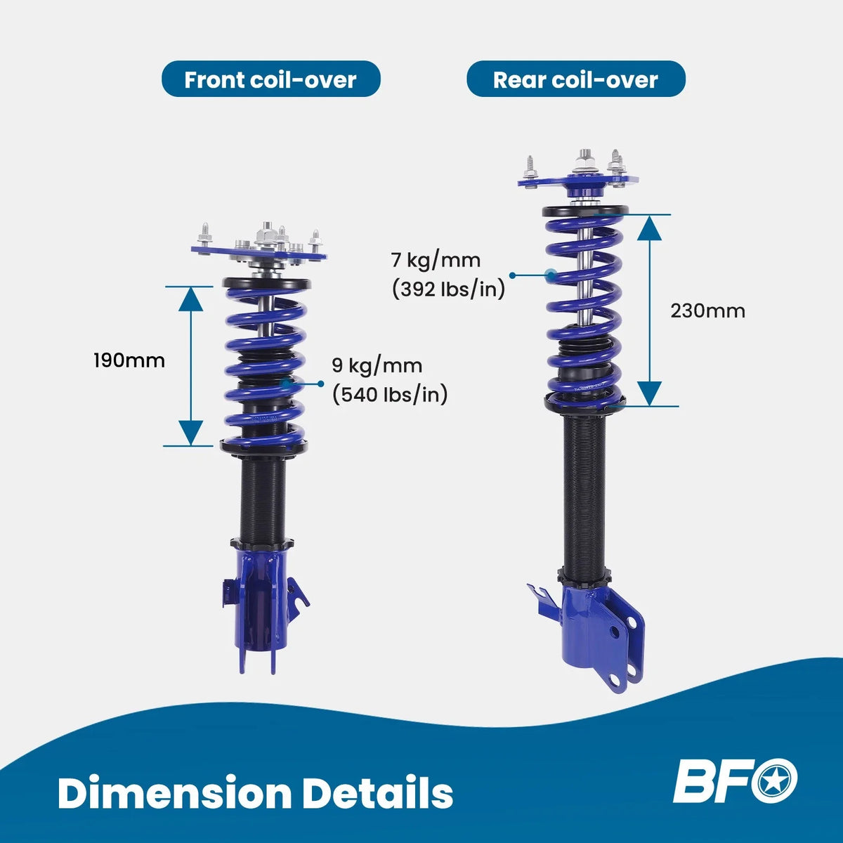 BFO Coilover Shock Struts Set for 2003-2007 Subaru WRX Impreza Forester