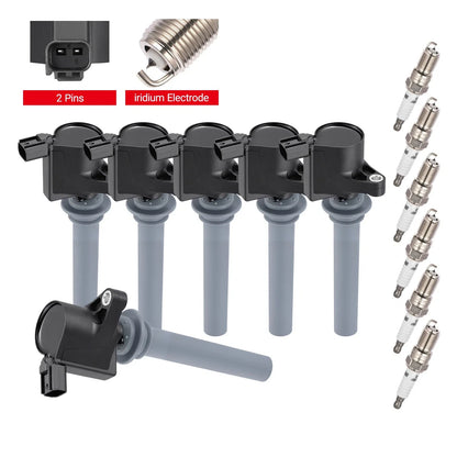 6X Ignition Coil Set with Spark Plugs for Ford Escape V6 3.0L 01-08