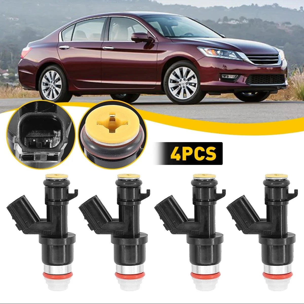 Set of 4 Fuel Injectors for Acura TSX ILX Honda Accord Civic CR-V (16450-R40-A01)