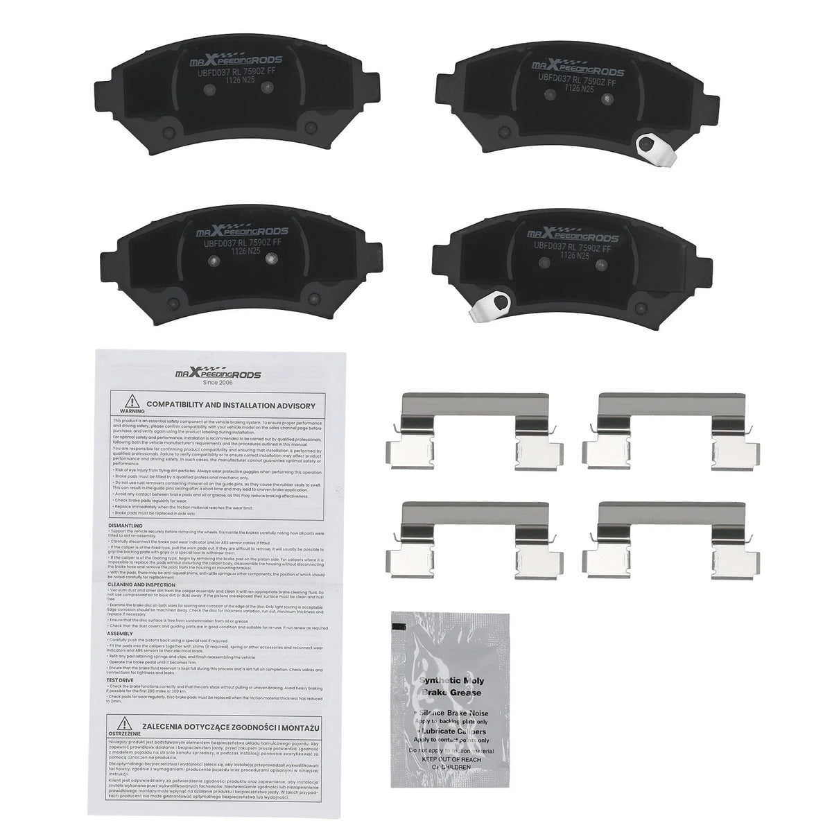 Front Ceramic Brake Pads Set for Cadillac DeVille, Pontiac Grand Prix 2004-2008