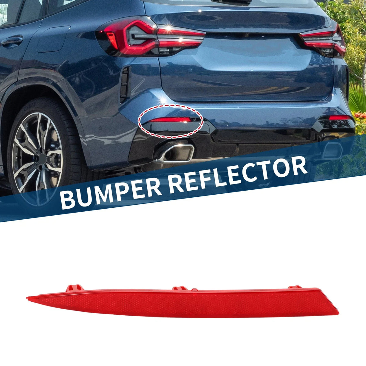 Bumper Reflector No. 63148083833 for BMW X3 (2022–2024) Red Rear Left
