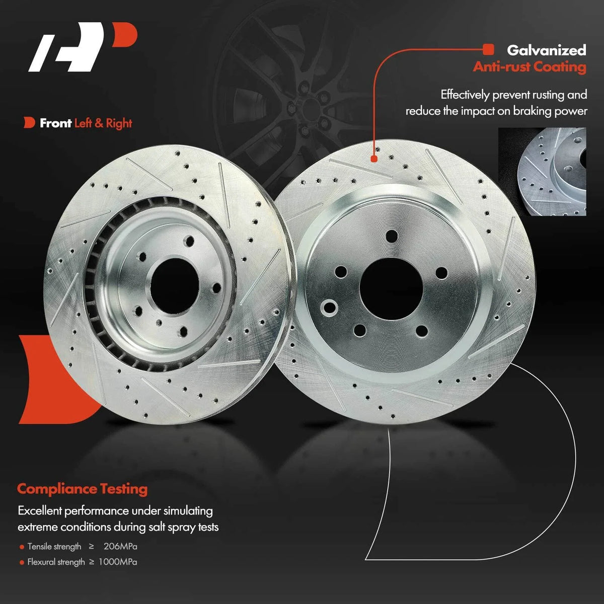 Drilled Brake Rotors Set of 4 for Nissan 350Z (2003–2008)