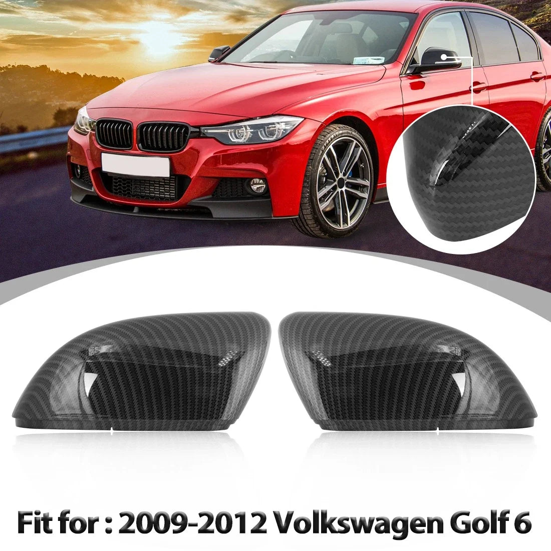 Carbon Fiber Wing Mirror Cover for Volkswagen Golf 6 (2009–2012)
