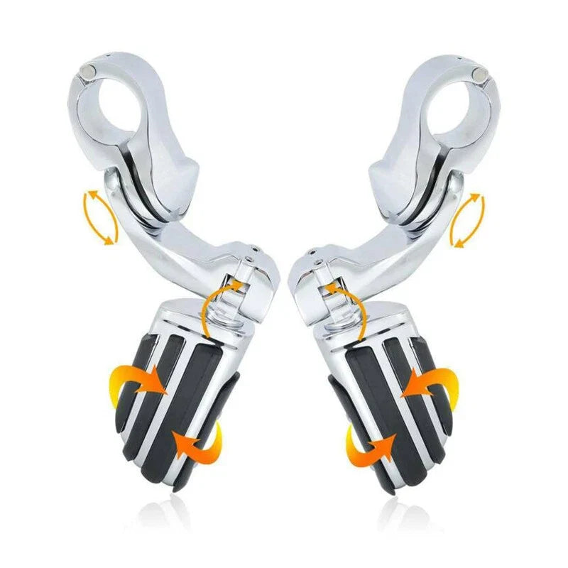 1-1/4" Short Angled Mount Highway Engine Guard Footpegs for Harley Sportster
