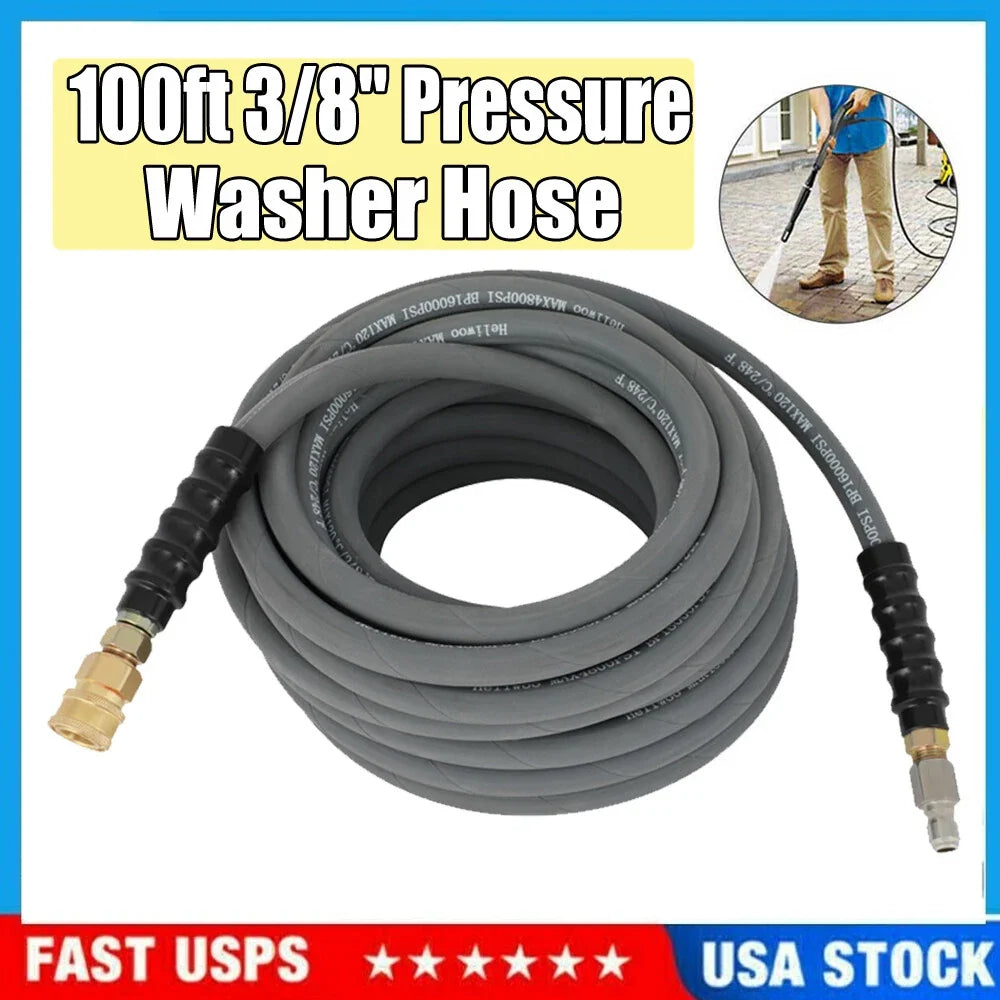 3/8" x 100' Pressure Washer Hose for High-Pressure Applications