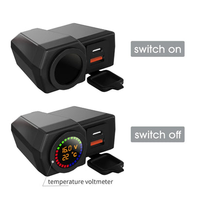Phone Charge Holder with Volt Temperature Gauge for Universal Moto Scooter
