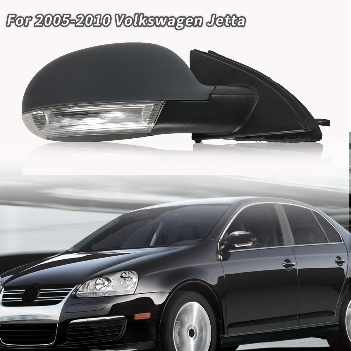 Left Side Mirror for VW Jetta (2005–2010) Power Heated Turn Signal Puddle Light