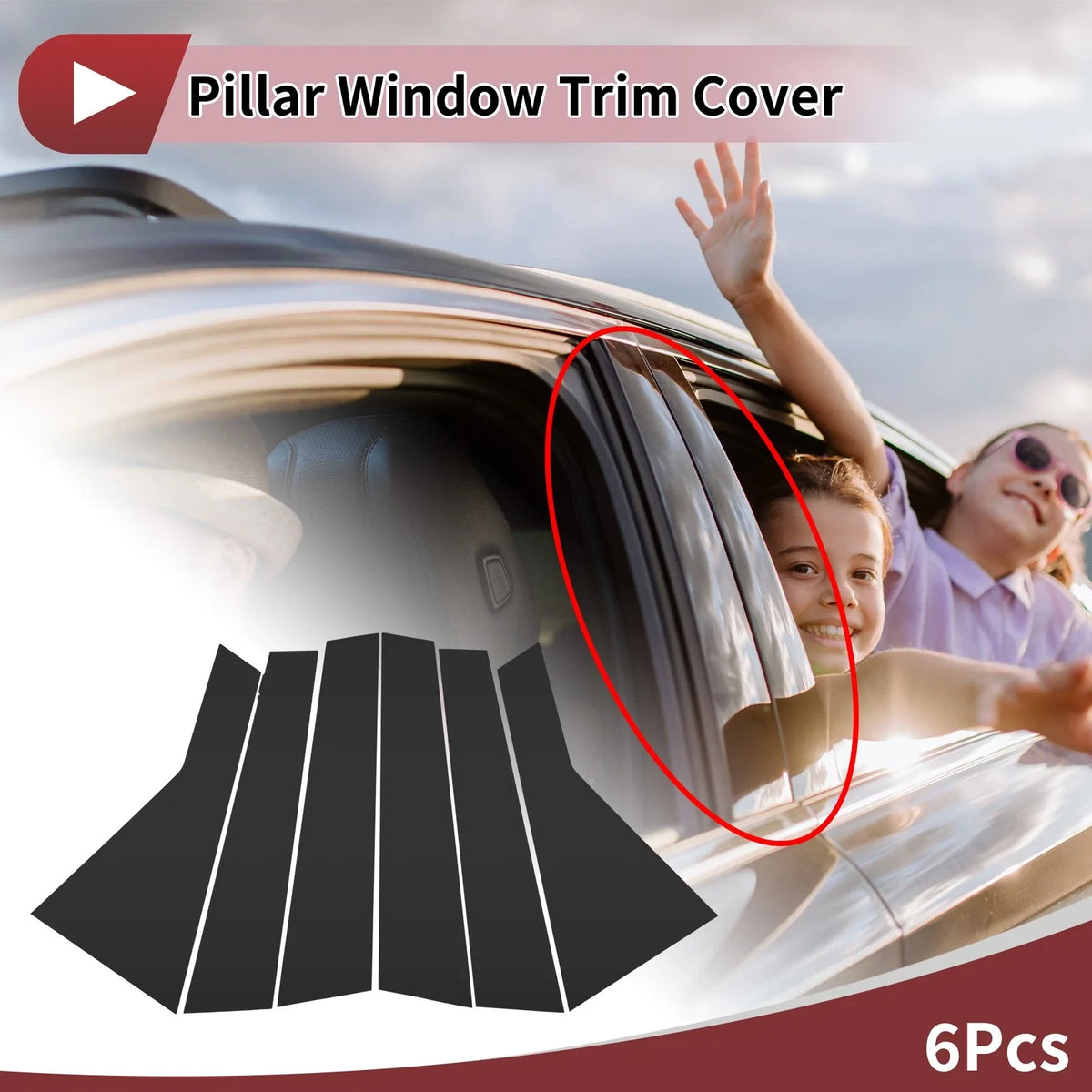 6 Pcs Door Pillar Window Trim for KIA Sorento (2021–2023) Black